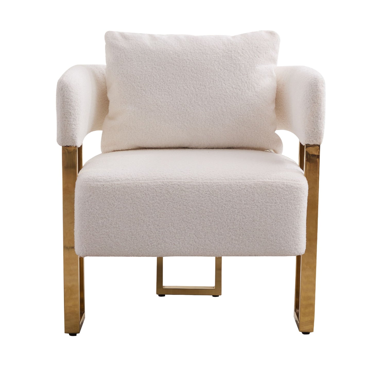 Modern Decorative Chair Teddy Fleece Upholstered And Metal Foot Home Essentials