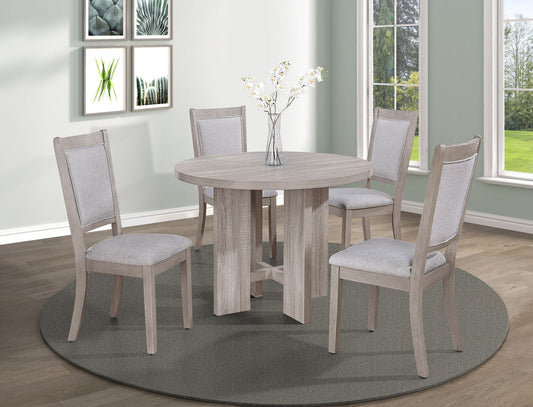Amara - 5 Piece Round Dining Set Drift Wood - Drift Wood Crown Mark