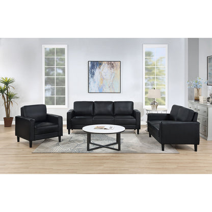 Weld 3 Piece Upholstered Track Arm Sofa Set - Black Furniture Max