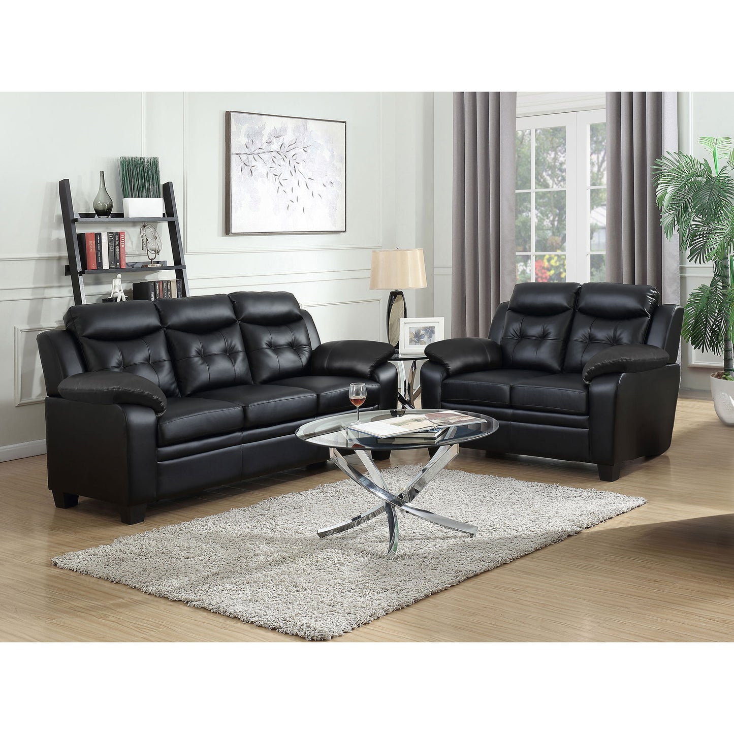 Castro - 2 Piece Living Room Set: Sofa & Loveseat - Black Furniture Max