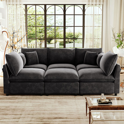 Modern Sectional Sofa U-Shaped With Movable Ottoman Storage Armrests And USB Ports Hearth and Haven