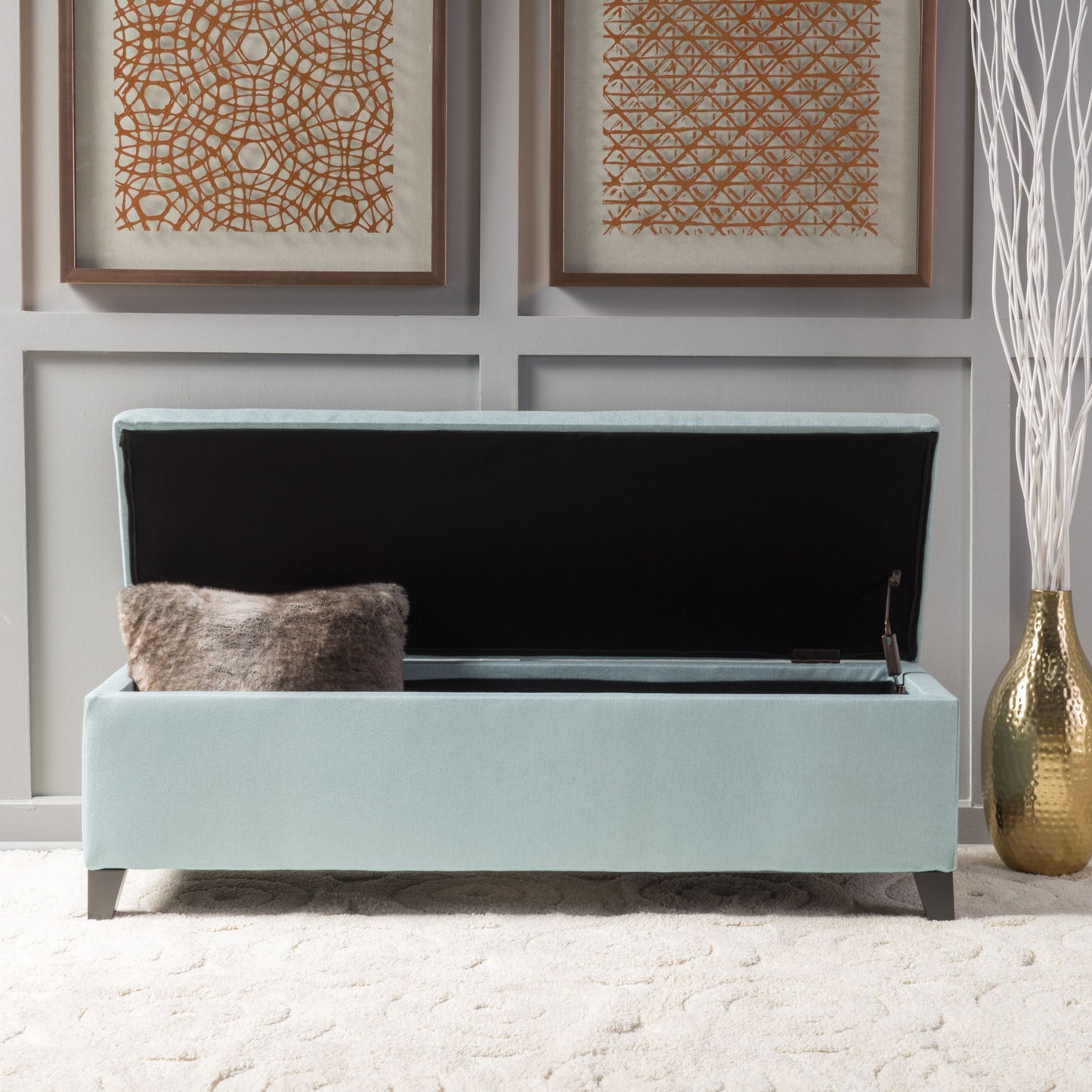 Contemporary Storage Ottoman Bench With Polyester Upholstery - Snoozhouse