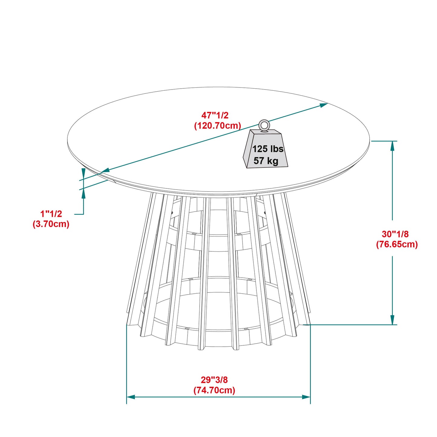 Round Dining Table With Pedestal Base - Brown Walker Edison