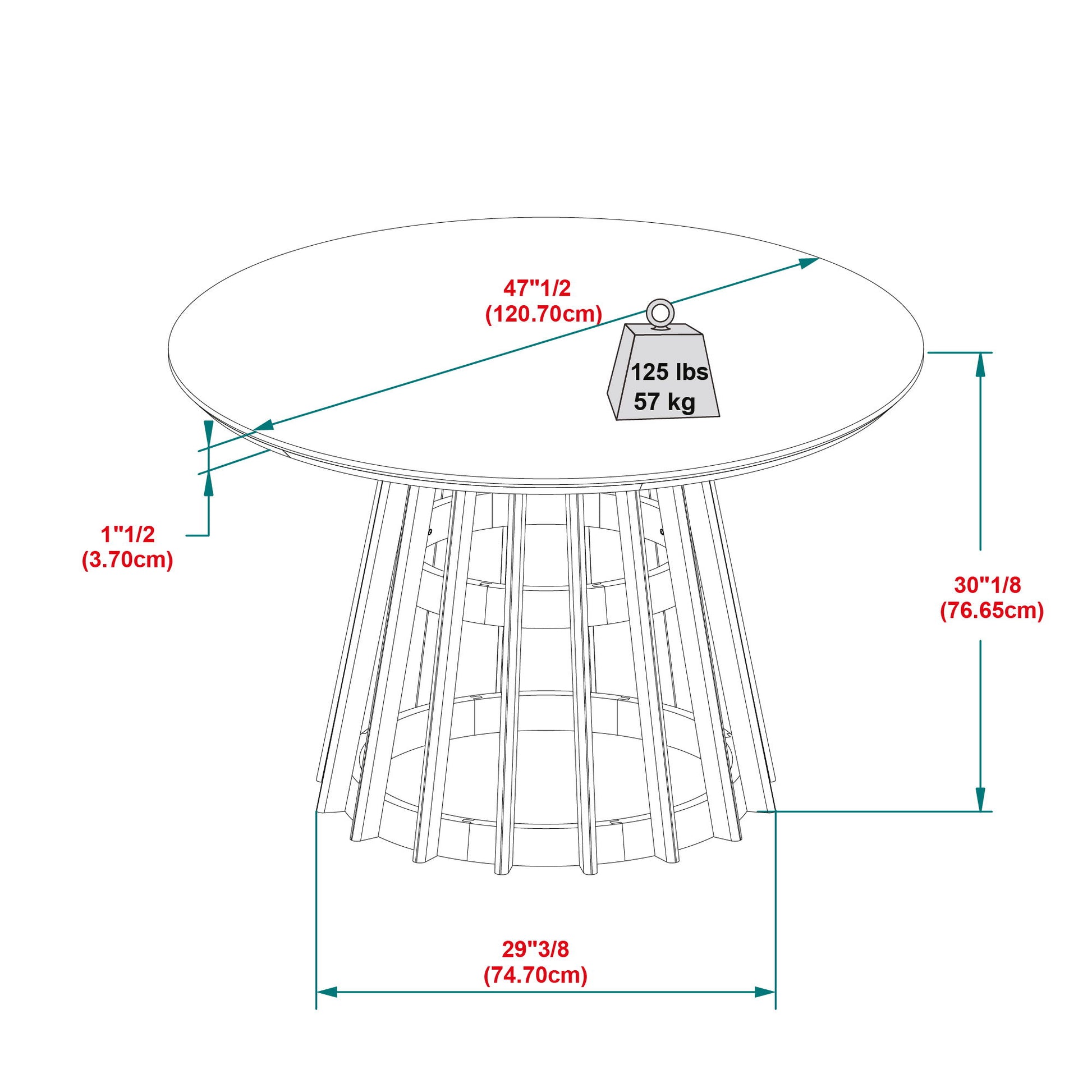 Round Dining Table With Pedestal Base - Brown Walker Edison