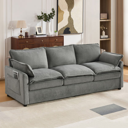 Modern 3 Seater Sofa With Side Storage Pockets For Living Room Hearth and Haven