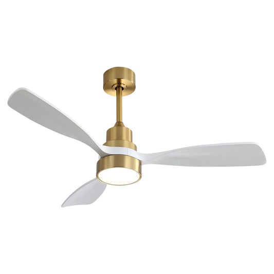 Wood Ceiling Fan With 3 Solid Wood Blades Remote Control Reversible Dc Motor For Living Room - Gold