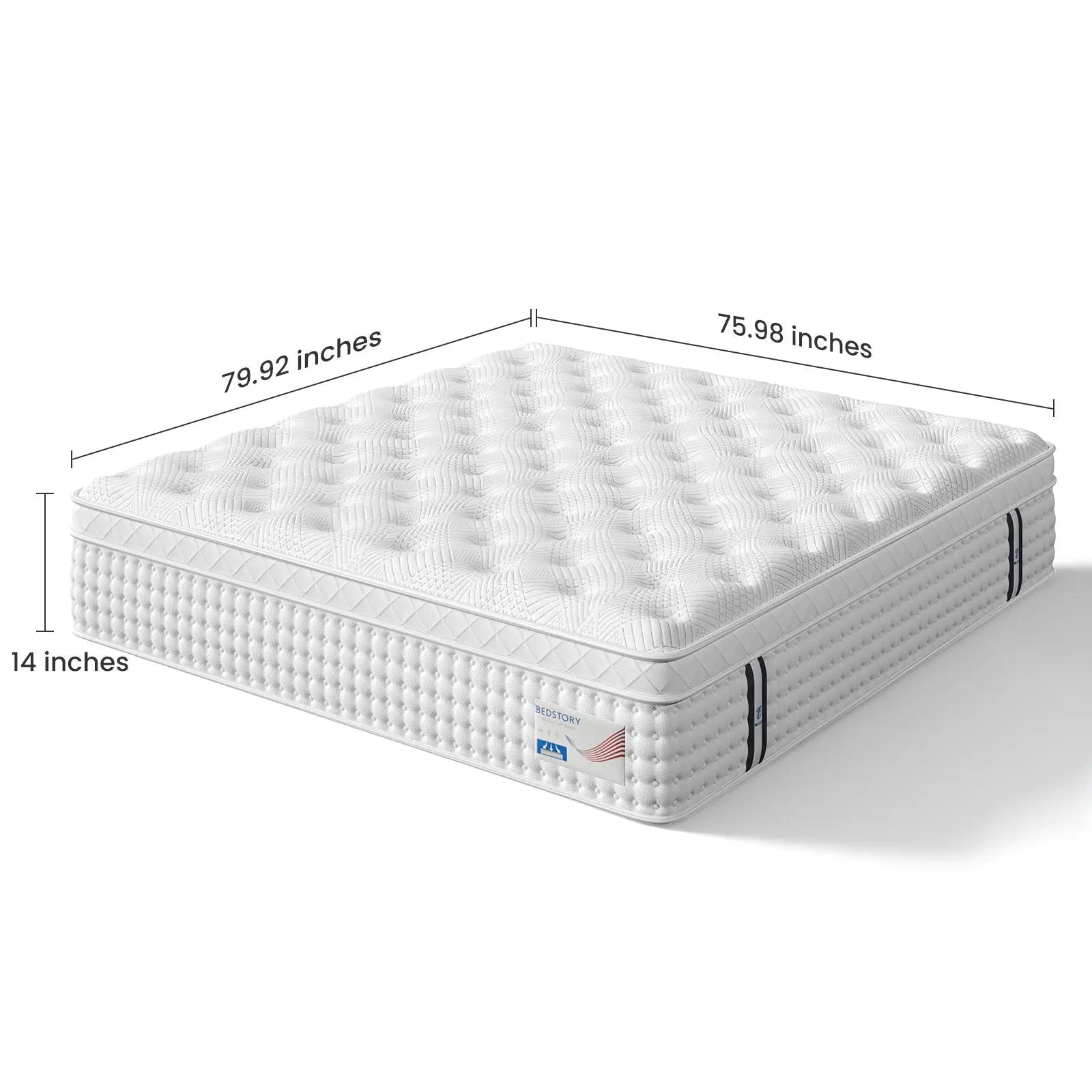14" King Hybrid Mattress, Memory Foam & Pocket Spring Bed, Medium Firm Comfort, Spine Support, Quiet & Breathable - White Somnus Mattress USA