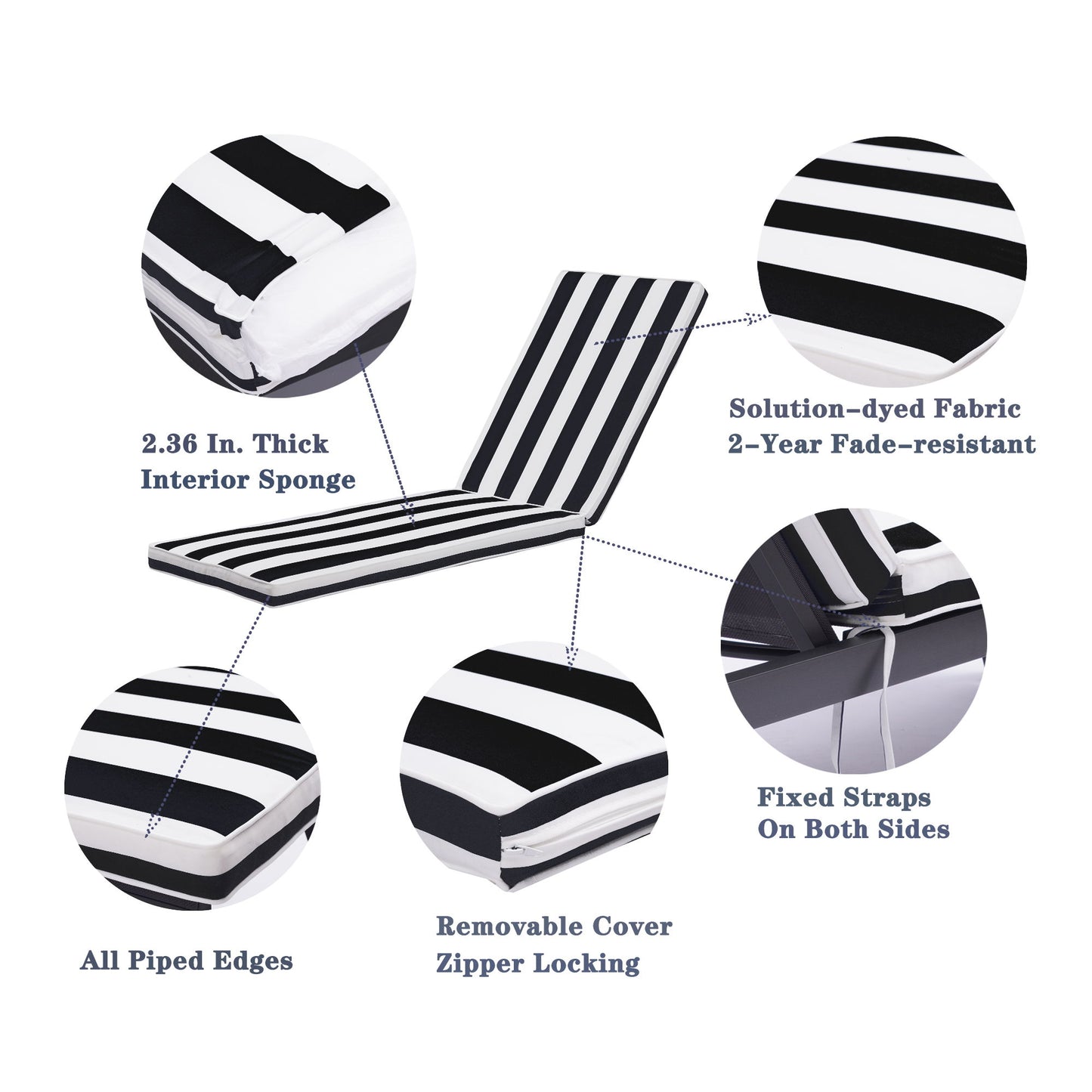 Outdoor Lounge Chair Cushion Replacement Patio Funiture Seat Cushion Chaise Lounge Cushion Home Essentials
