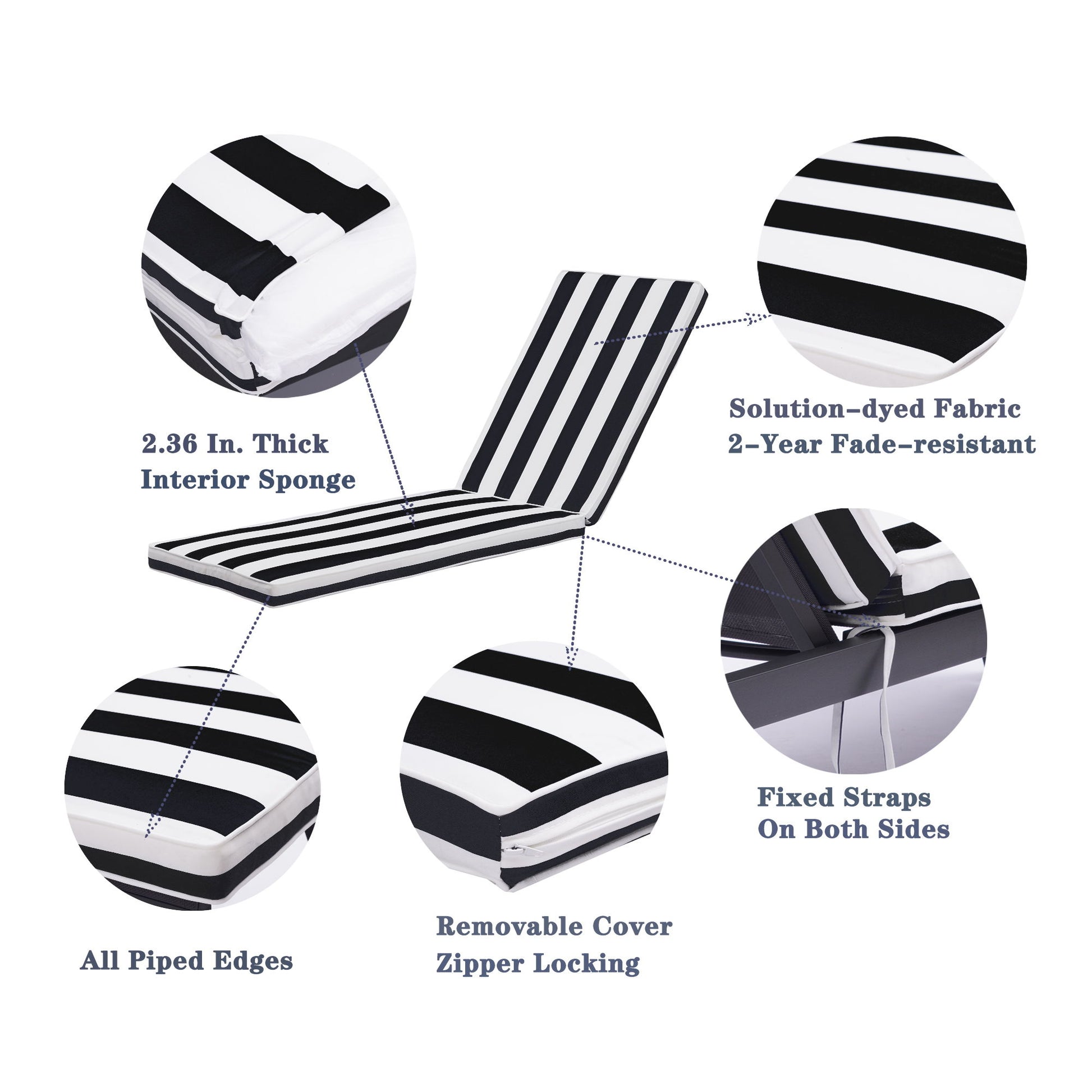 Outdoor Lounge Chair Cushion Replacement Patio Funiture Seat Cushion Chaise Lounge Cushion Home Essentials