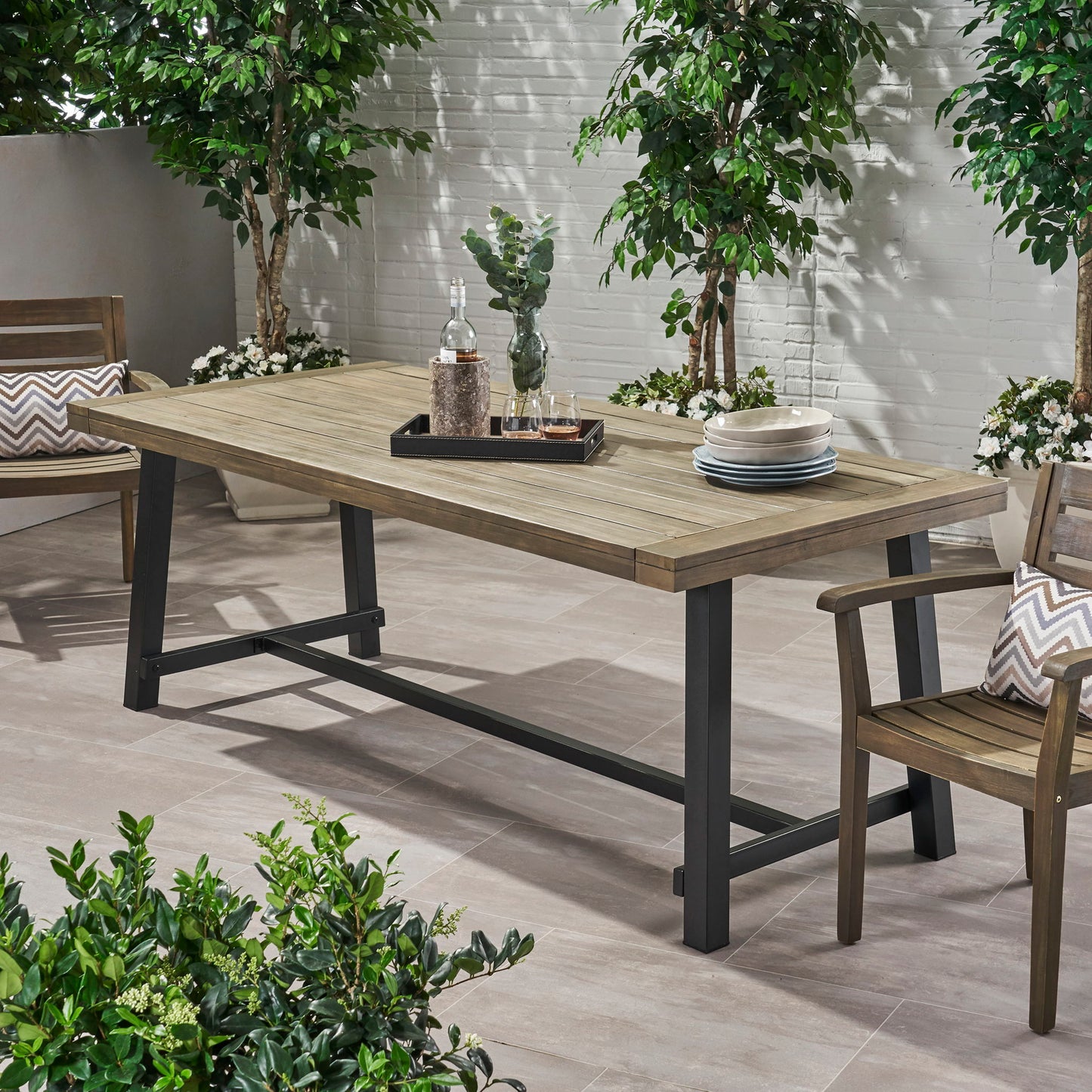 Outdoor Dining Table - Gray / Rustic Metal Noble House