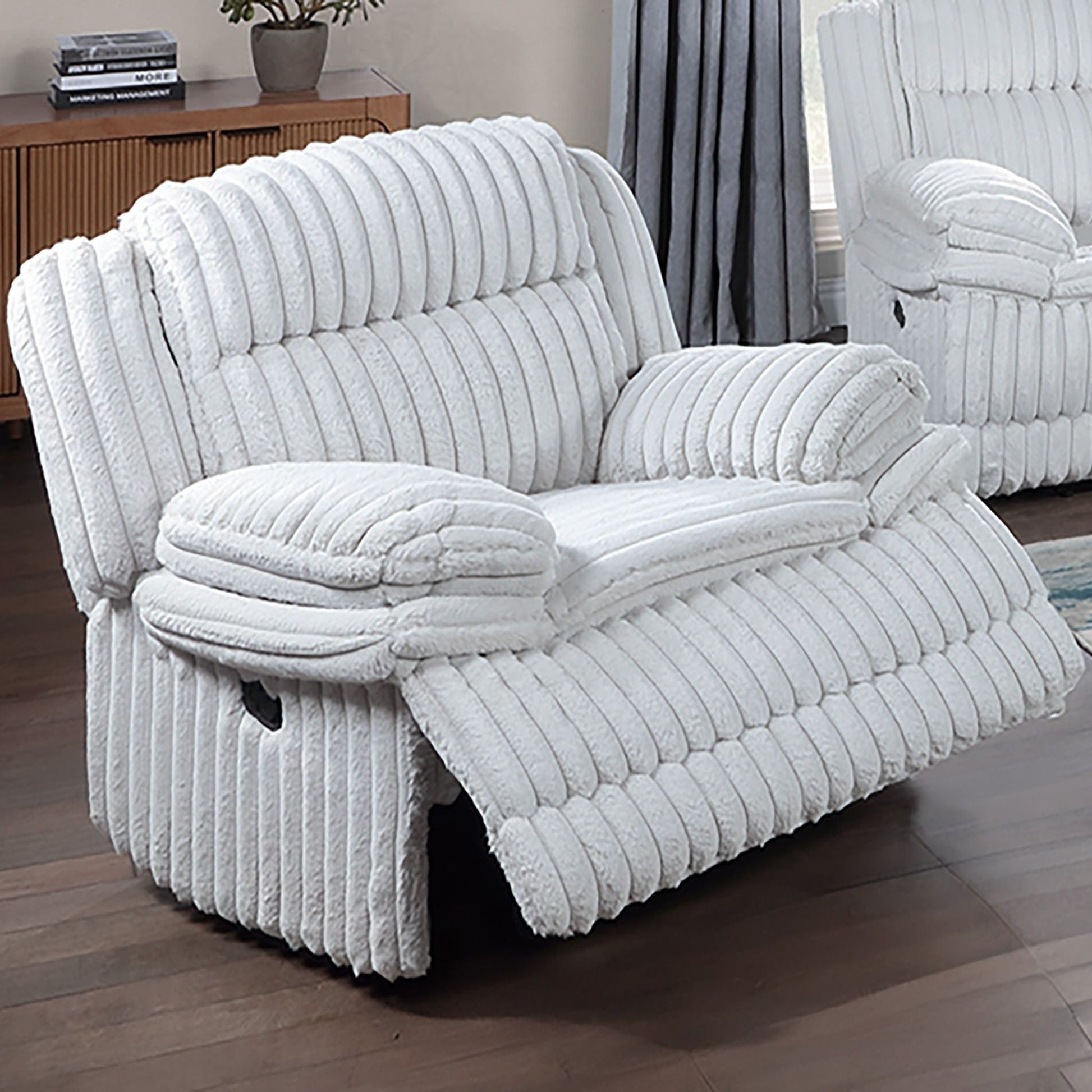 Contemporary Manual Motion Glider Recliner Chair With Padded Armrests And Smooth Rocking Function Home Essentials