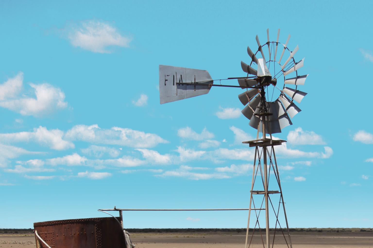 Windmill In The Field By Anna Coppel (Small) - Blue Classy Art