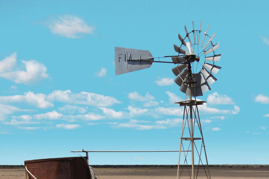 Windmill In The Field By Anna Coppel (Small) - Blue Classy Art