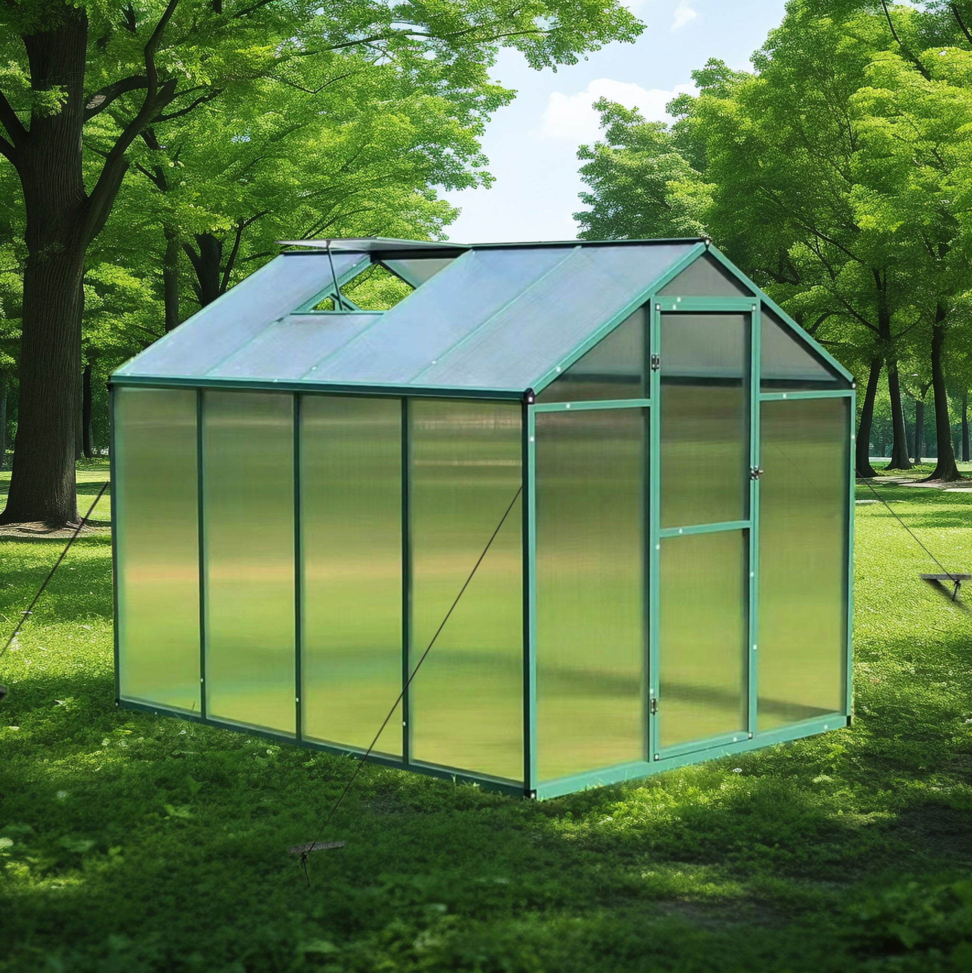 Polycarbonate Walk-In Greenhouse, Raised Base For Outdoor In All Season Daily Nest