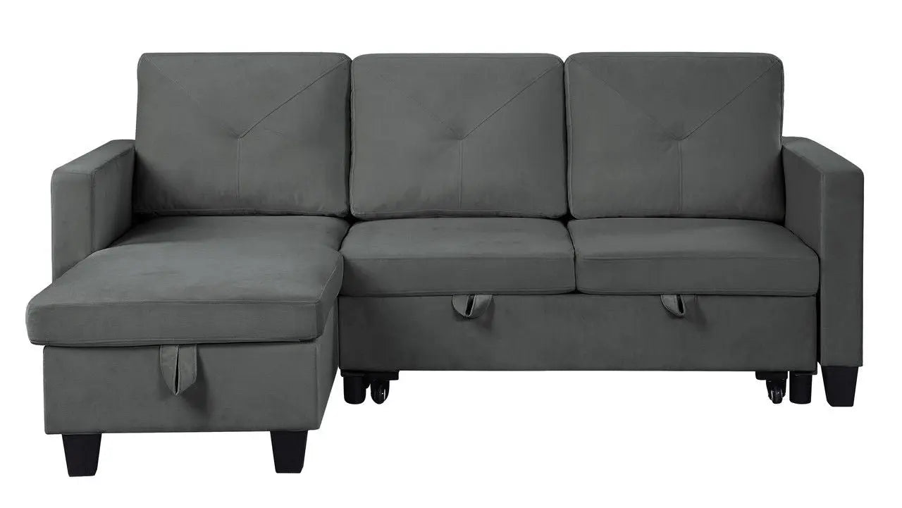 Nova - Velvet Reversible Sleeper Sectional Sofa With Storage Chaise Lilola Home