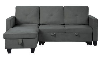 Nova - Velvet Reversible Sleeper Sectional Sofa With Storage Chaise Lilola Home