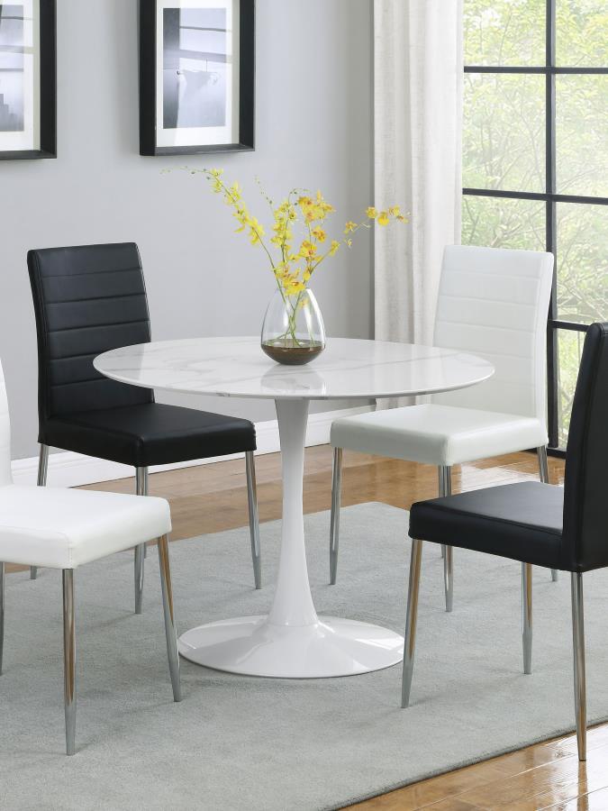 Arkell - Round Faux Marble Top Dining Table CoasterEveryday