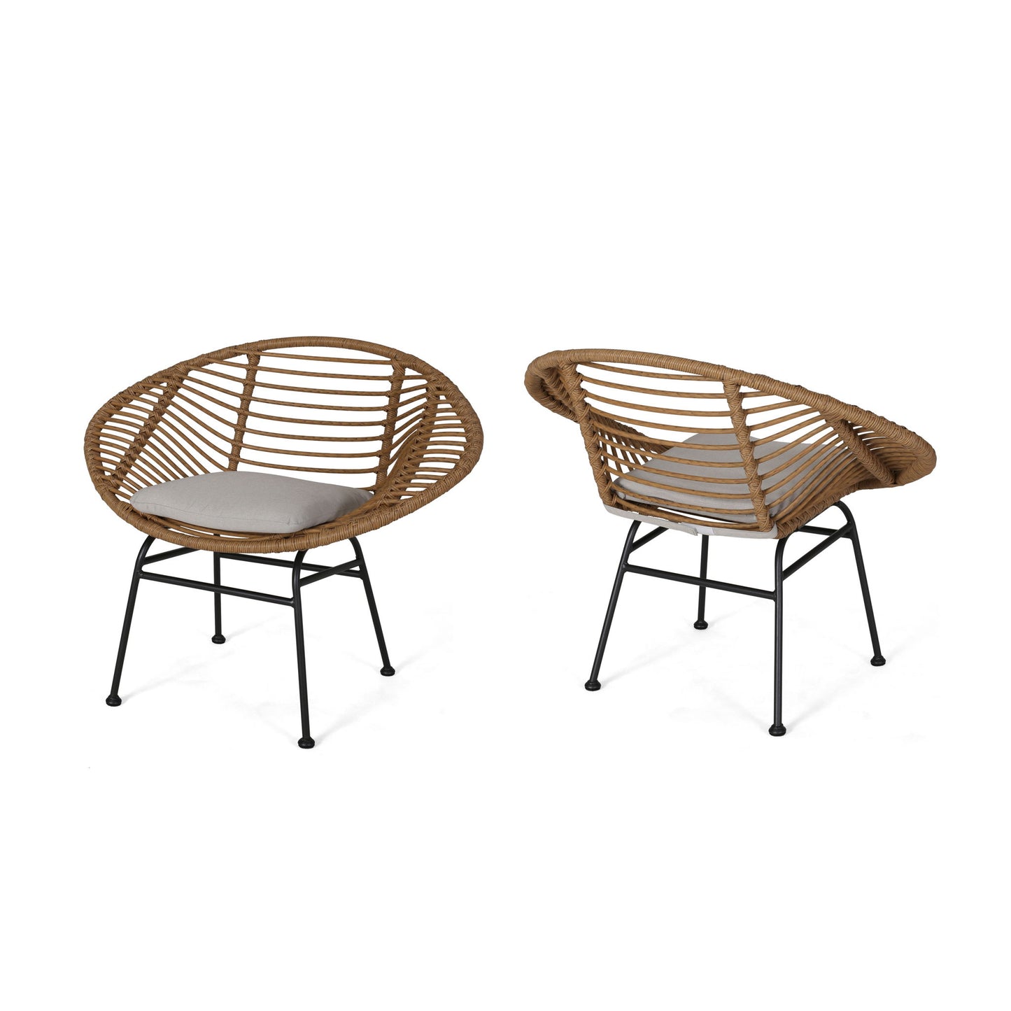 Cordella - Outdoor Woven Wicker Chairs With Cushions, (Set of 2) Noble House