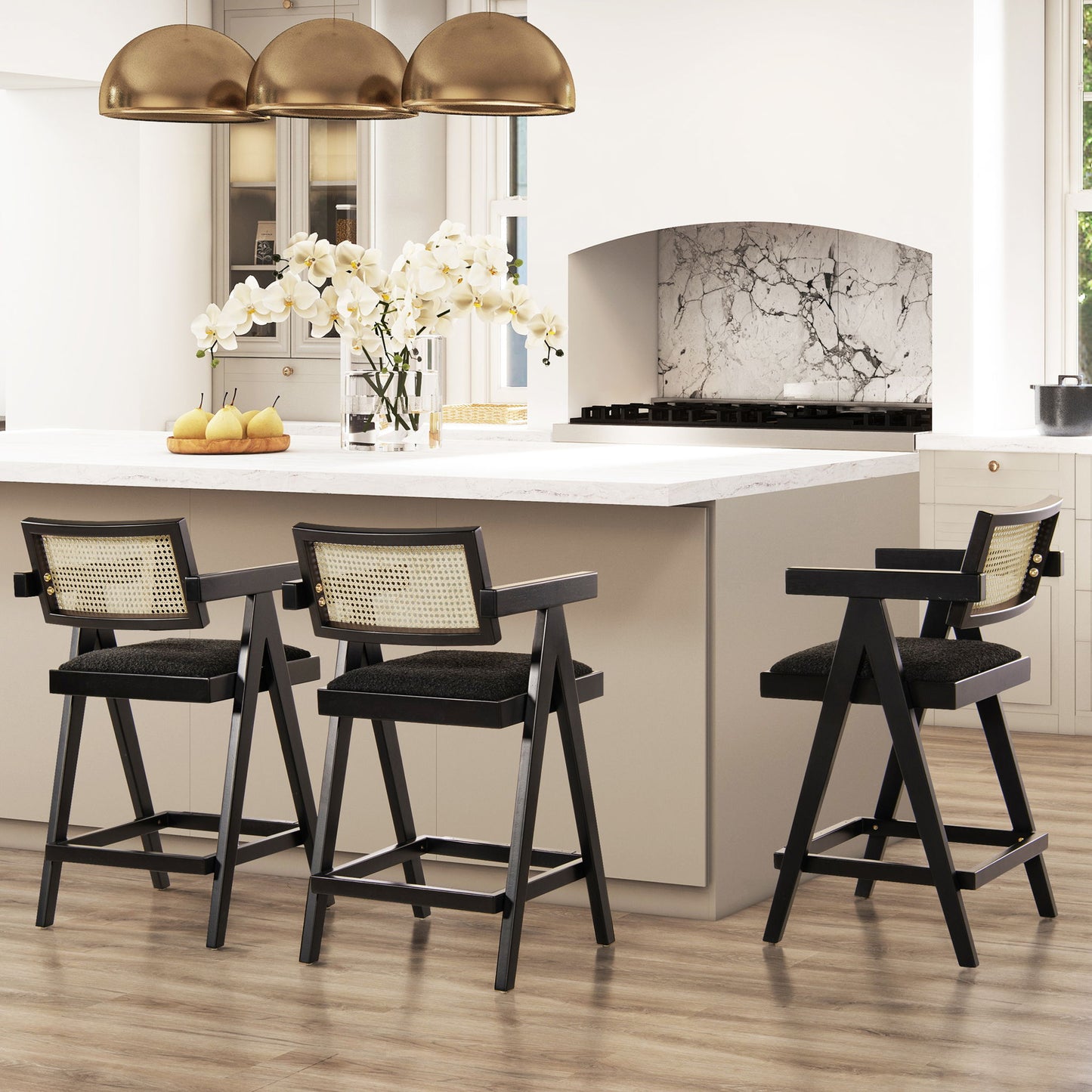 Milan - Modern Webbing Back Stool With Arms (Set of 3) Jennifer Taylor Home