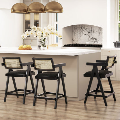 Milan - Modern Webbing Back Stool With Arms (Set of 3) Jennifer Taylor Home