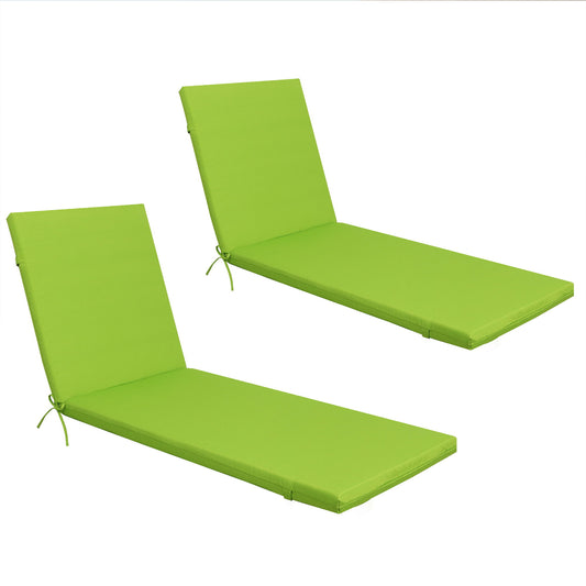 2 Piece Outdoor Chaise Lounge Chair Cushion Set With Pillow, Replacement Patio Seat Cushions - Apple Green Home Essentials