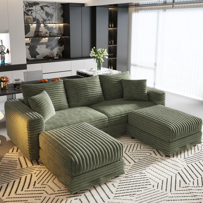 Convertible Deep Seat Sofa With Soft Pillows And Ottomans Home Essentials