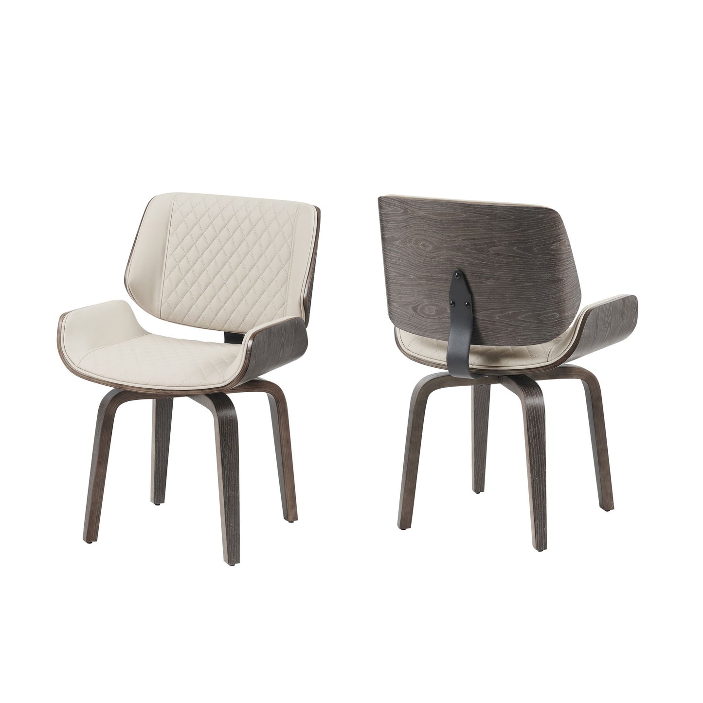 Mid Century Modern Dining Chair 360° Swivel, Ergonomic Design Upholstery, Bentwood Frame, (Set of 2) - Beige Hearth and Haven