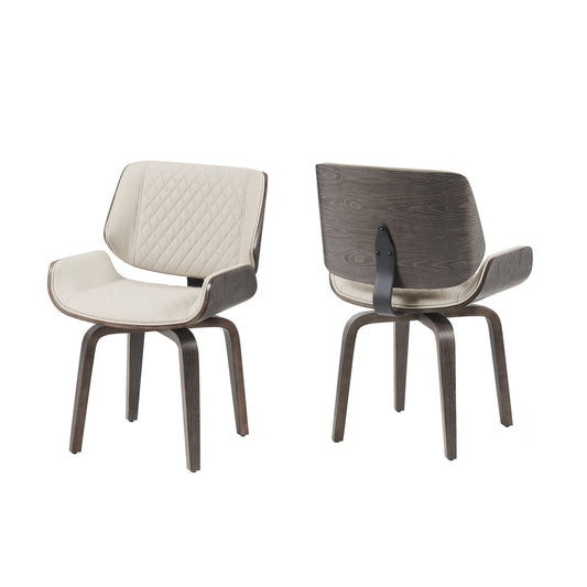 Mid Century Modern Dining Chair 360° Swivel, Ergonomic Design Upholstery, Bentwood Frame, (Set of 2) - Beige Hearth and Haven