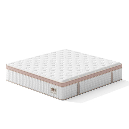 14" King Size, Firm Hybrid Mattress, Gel Memory Foam & Pocket Springs, Pressure Relief, Motion Isolation, Ergonomic Bed - White Somnus Mattress USA