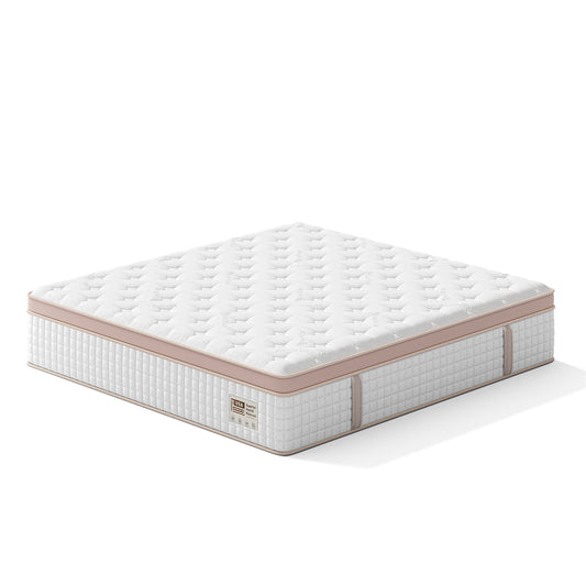 14" King Size, Firm Hybrid Mattress, Gel Memory Foam & Pocket Springs, Pressure Relief, Motion Isolation, Ergonomic Bed - White Somnus Mattress USA