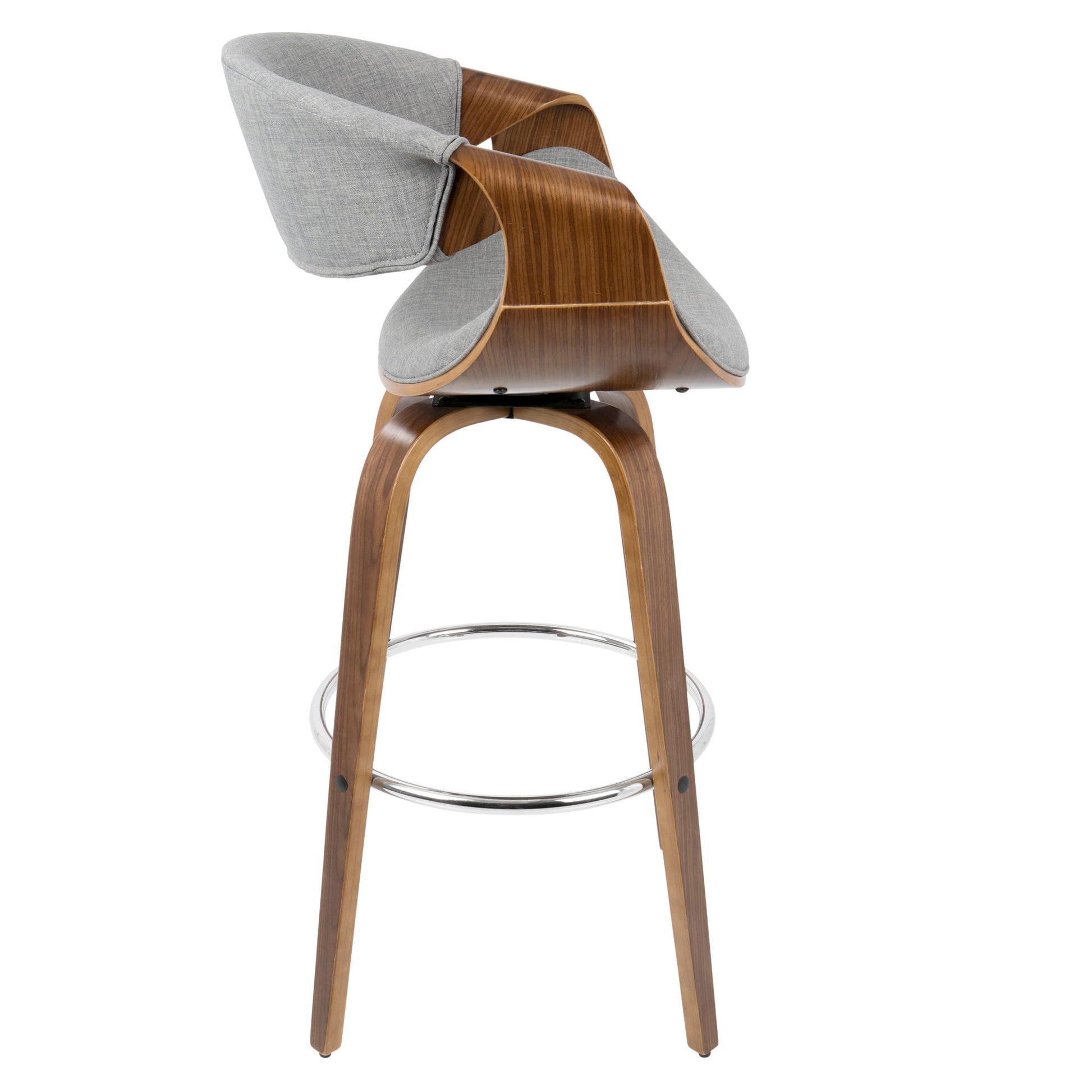 Curvini Mid - Century Modern Fixed Height Barstool With Swivel (Set of 2) Lumi Source