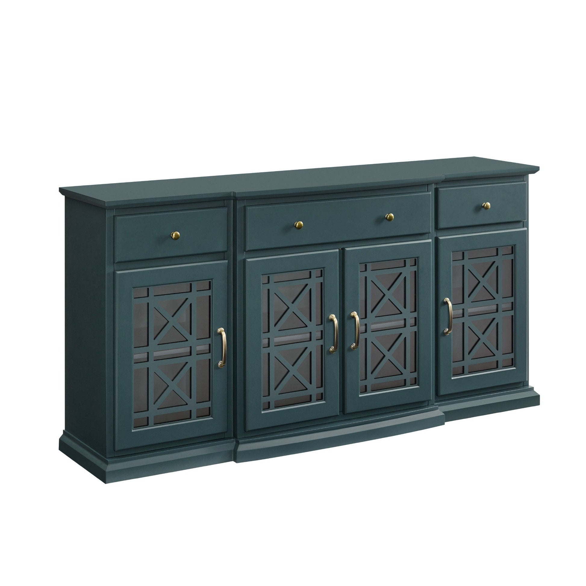 Classic Fretwork Detailed Glass Door Sideboard Walker Edison