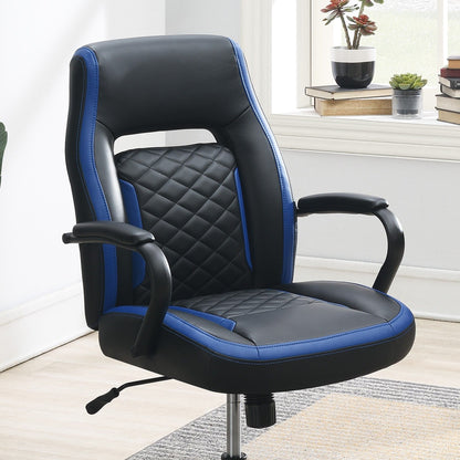 Ergonomic Office Chair With Armrests, Adjustable Design - Black / Blue Home Essentials