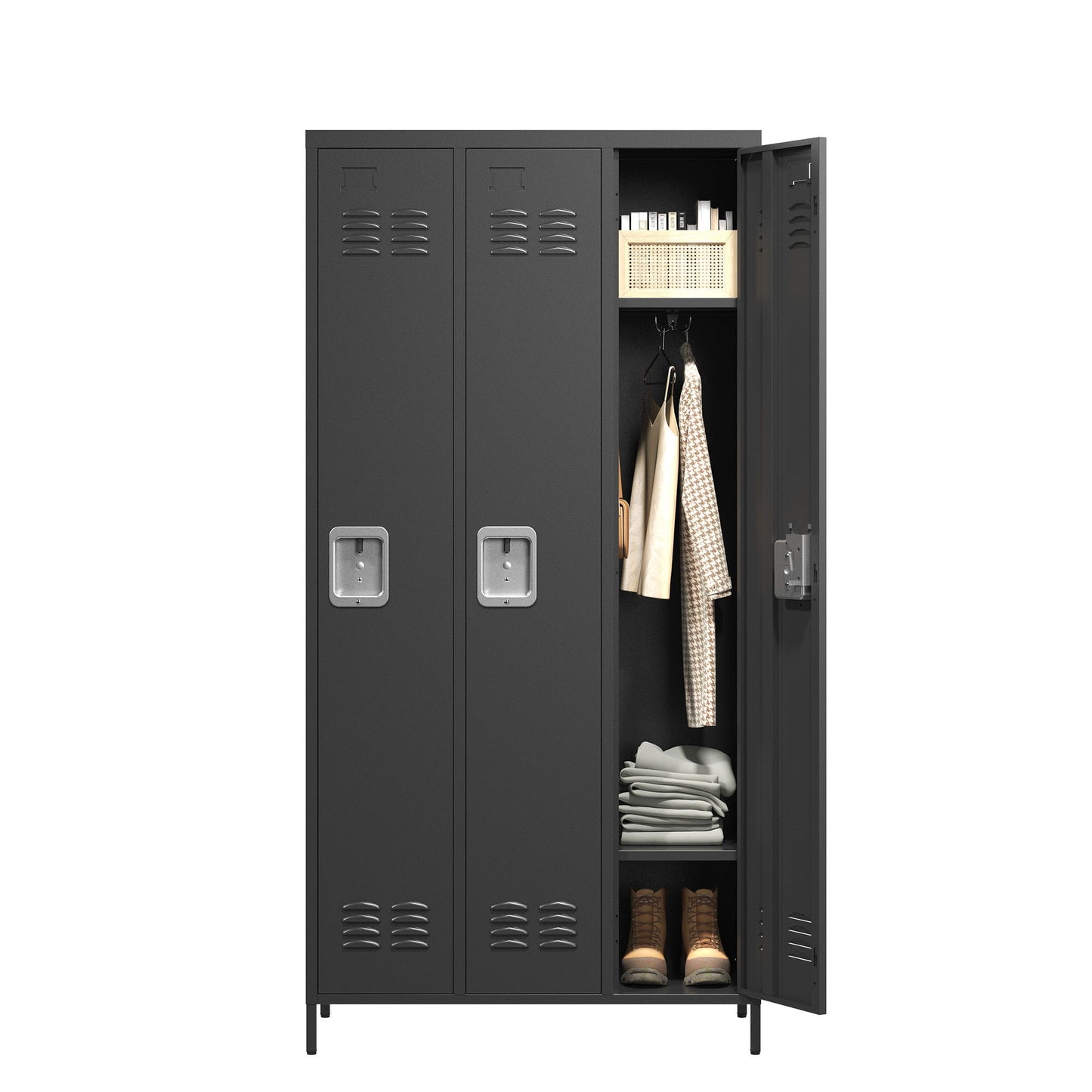 Storage Locker Cabinet With Locks For Employees, Home Gym Office School Garage - Black Home Essentials