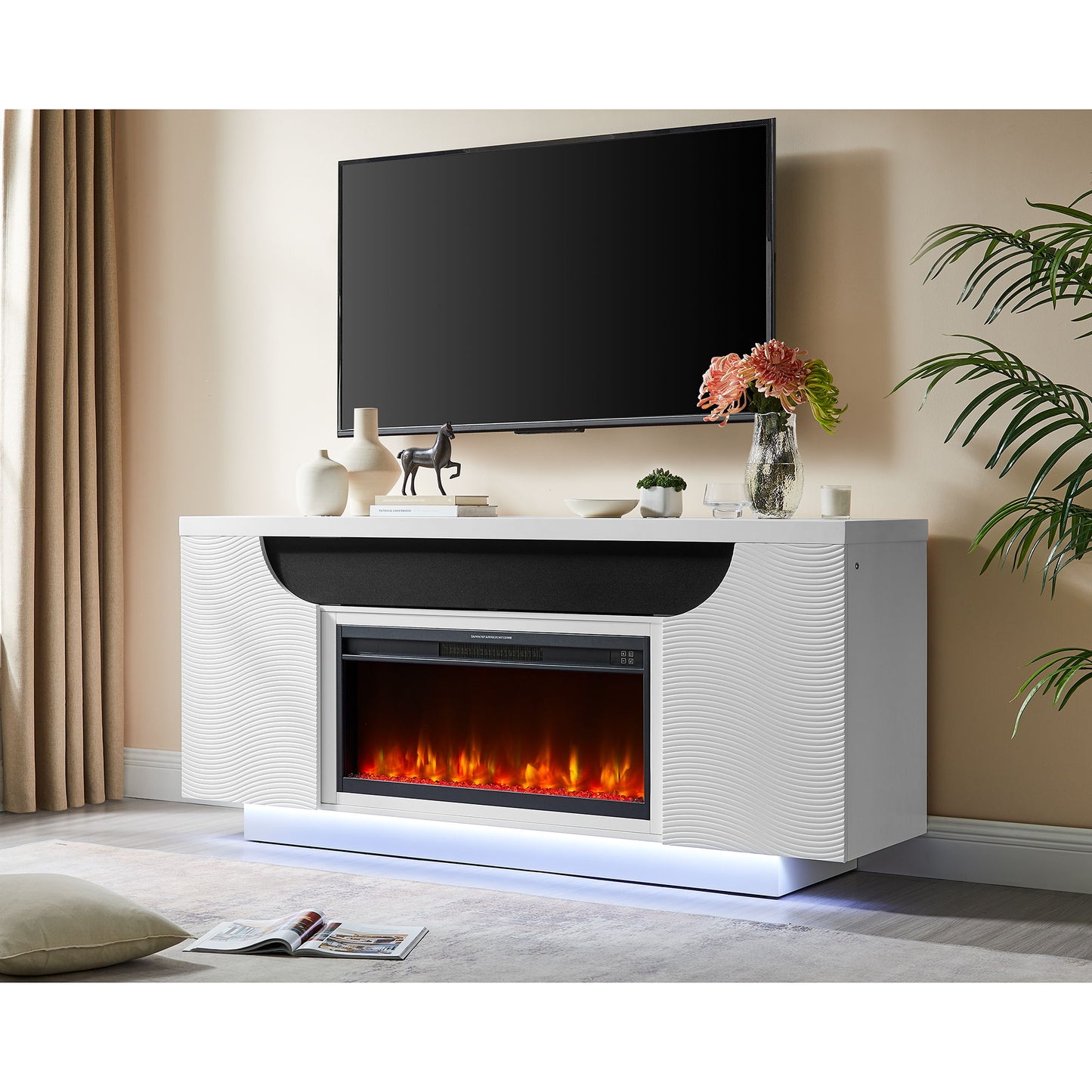 Alessia - Electric Fireplace With Multi Color LED And Flame Settings Global Furniture USA