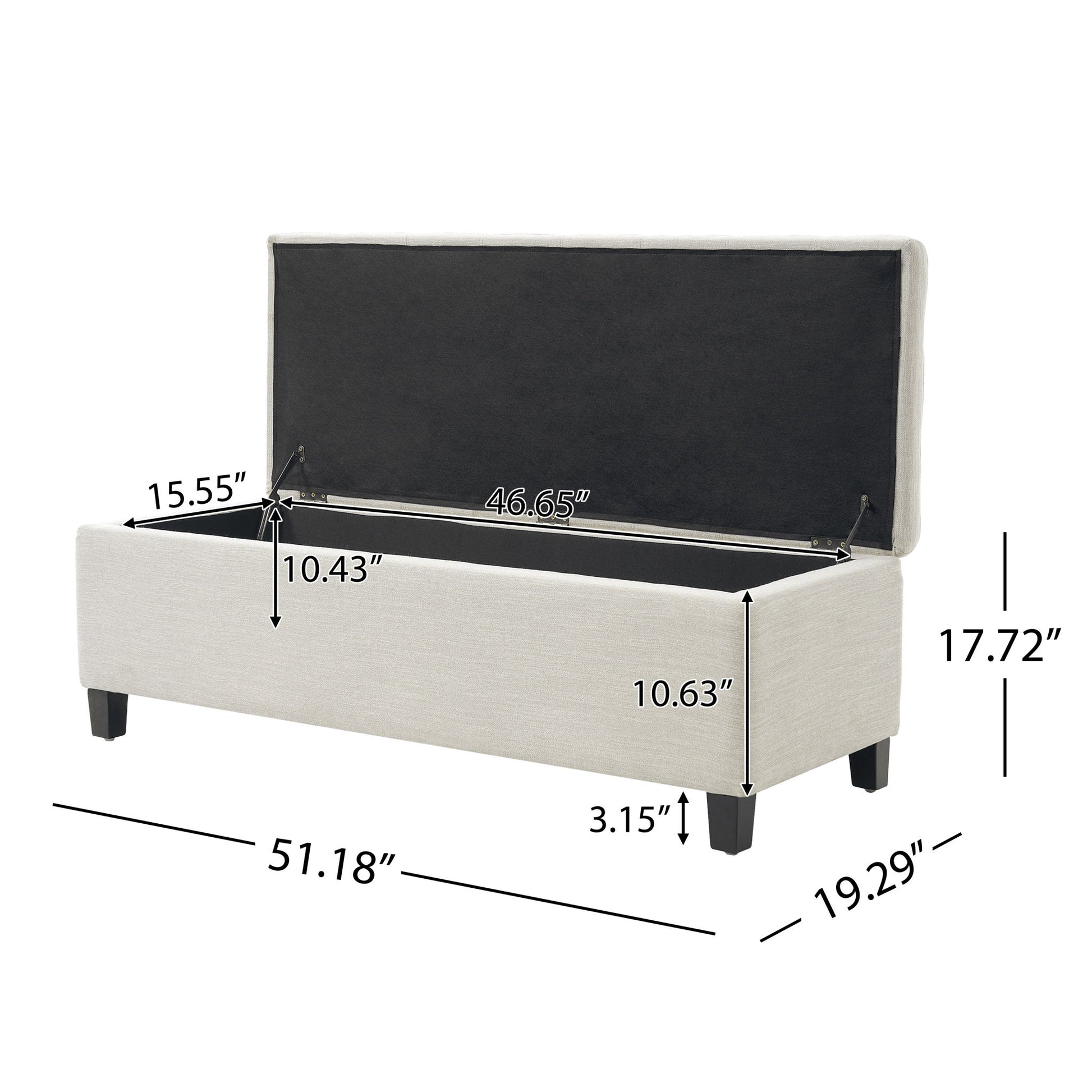 Upholstered Storage Ottoman Bench Noble House
