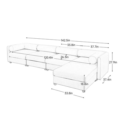 Contemporary Elegant White Chenille Sofa With Storage And Ottoman Home Essentials
