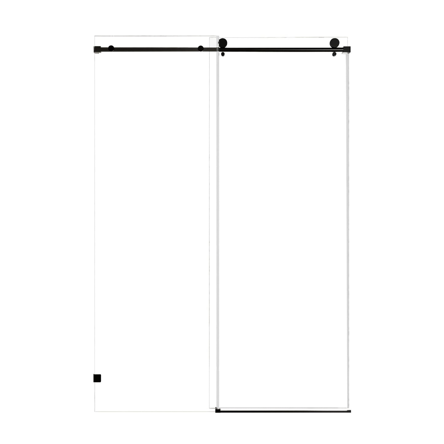 Frameless Single Sliding Soft Close Shower Door, 5 / 16" Clear Nano Coated Tempered Glass And 304 Stainless Steel Handle - Matte Black Daily Nest