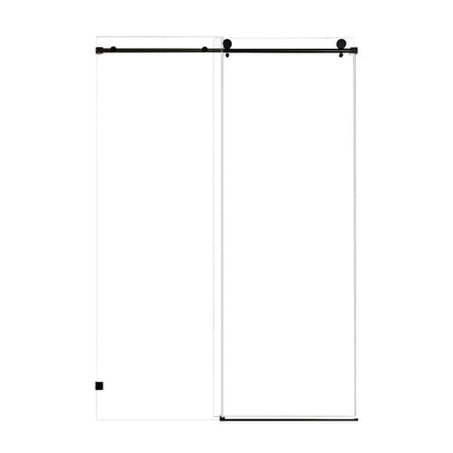 Frameless Single Sliding Soft Close Shower Door, 5 / 16" Clear Nano Coated Tempered Glass And 304 Stainless Steel Handle - Matte Black Daily Nest