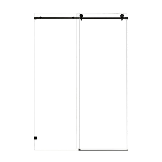 Frameless Single Sliding Soft Close Shower Door, 5 / 16" Clear Nano Coated Tempered Glass And 304 Stainless Steel Handle - Matte Black Daily Nest