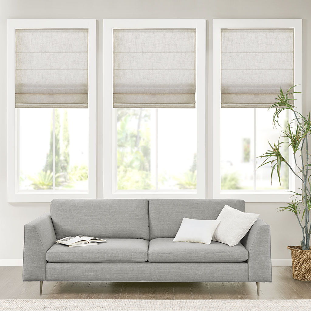 Kyler - Linen Blend Light Filtering Cordless Roman Shade (31"x 64") - Natural