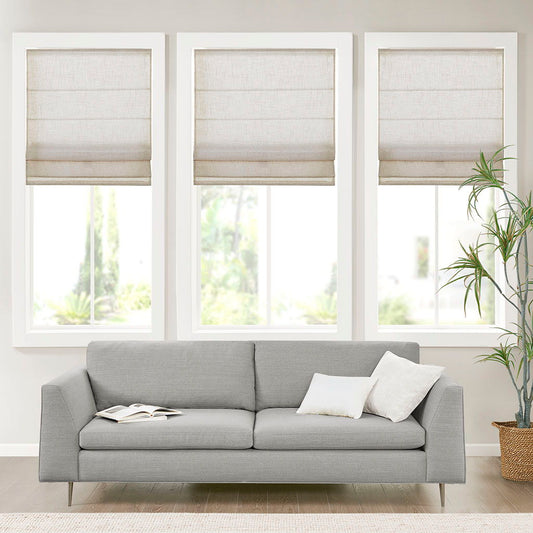 Kyler - 27" x 64" Linen Blend Light Filtering Cordless Roman Shade - Natural Madison Park
