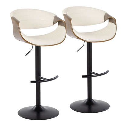 Symphony - Mid Century Modern Adjustable Barstool With Swivel With Rounded T Footrest (Set of 2) Lumi Source