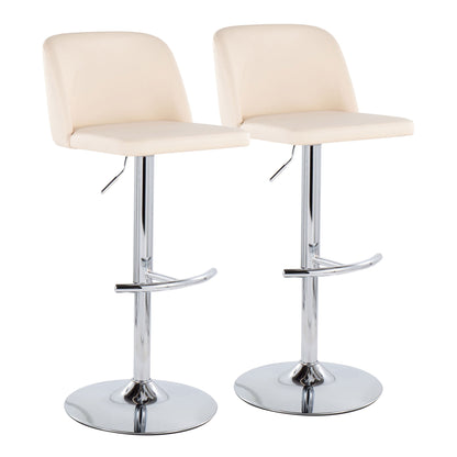 Toriano - Contemporary Adjustable Barstool With Swivel & Rounded T Footrest (Set of 2) Lumi Source