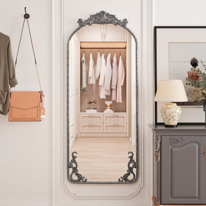 Full Body Arched Mirror With Vintage Carved Applique Daily Nest