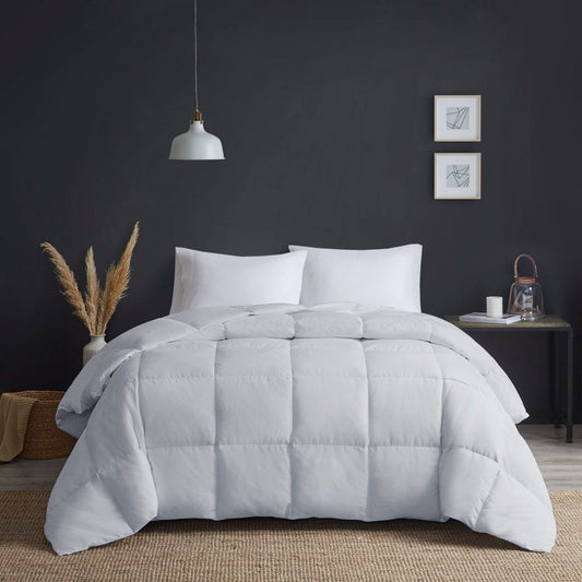 Heavy Warmth - Goose Feather and Down Oversize King Comforter - Light Gray