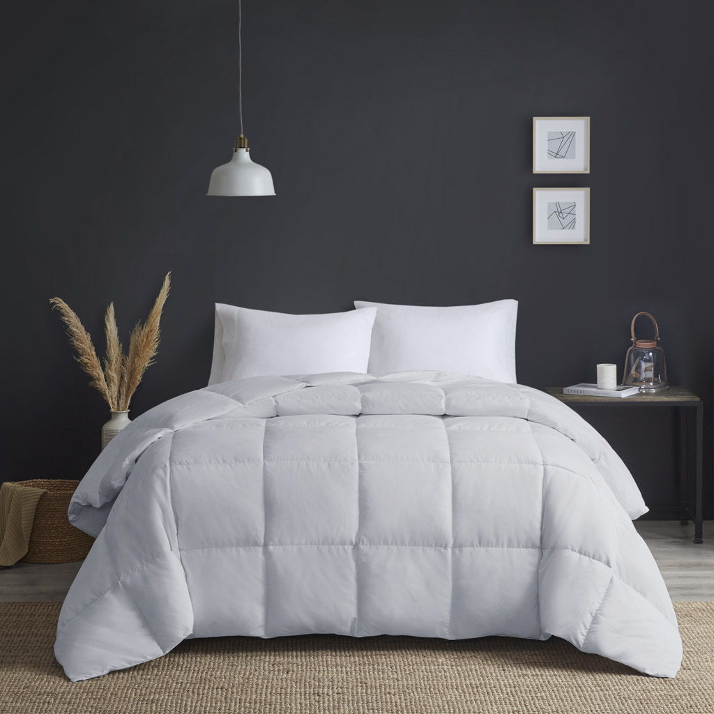 Heavy Warmth - Goose Feather and Down Oversize Queen Comforter - Light Gray