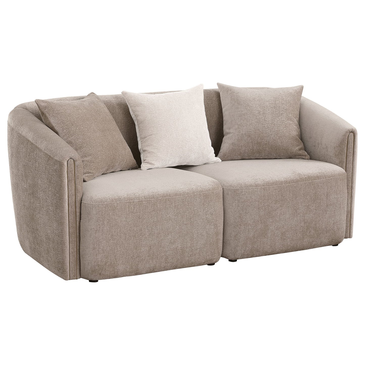 Silvana - Upholstered Rolled Loveseat With Curved Back And Foam Cushions - Beige Furniture Max
