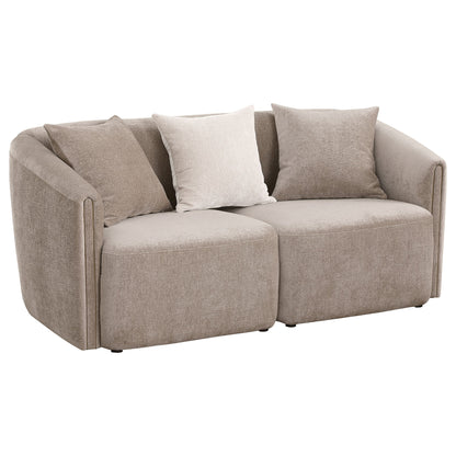 Silvana - Upholstered Rolled Loveseat With Curved Back And Foam Cushions - Beige Furniture Max