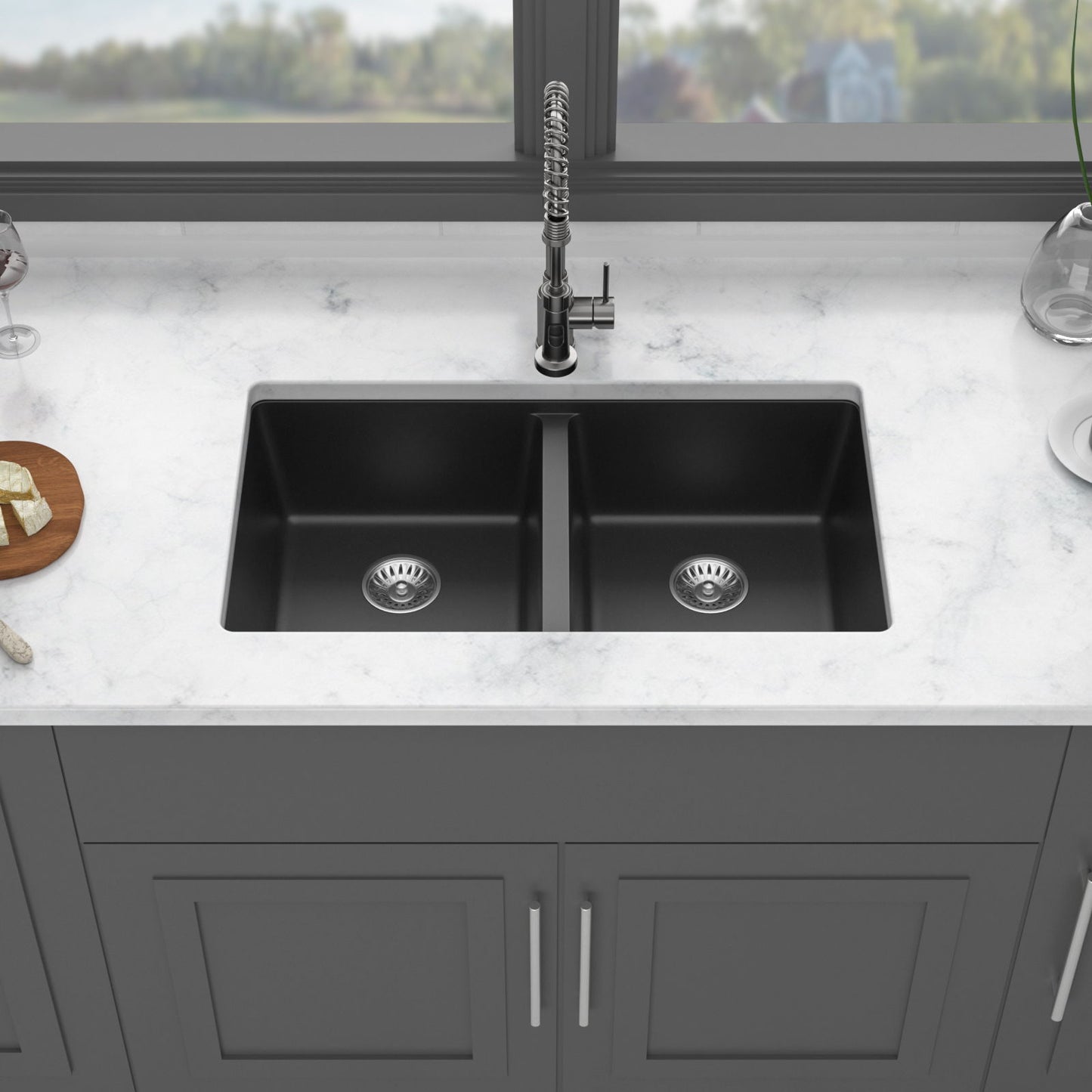 Granite Composite Double Bowl Undermount Kitchen Sink Daily Nest